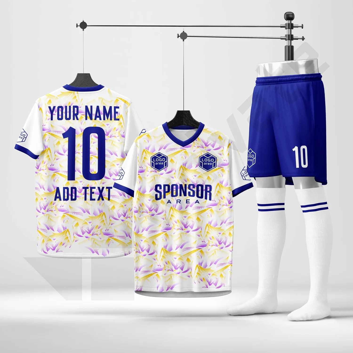 Custom football kit design template WJF1001, ready for your logo, team name and sponsor