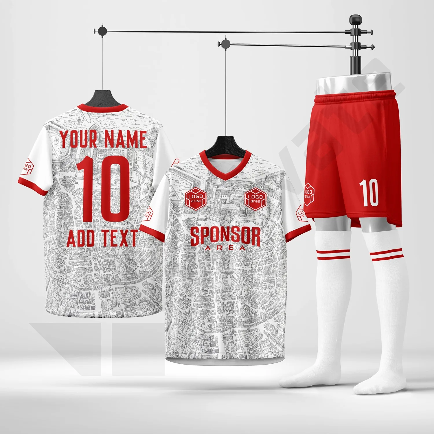 Custom football kit design template WJF1016, ready for your logo, team name and sponsor