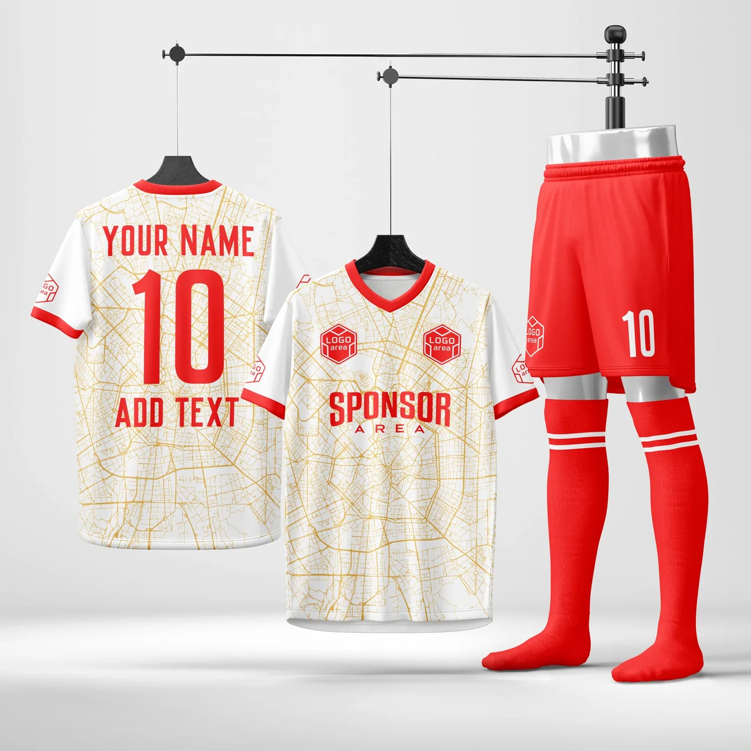 Custom football kit design template WJF1017-1, ready for your logo, team name and sponsor
