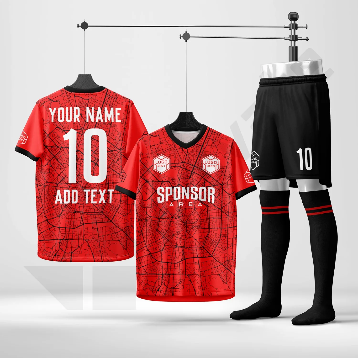 Custom football kit design template WJF1017, ready for your logo, team name and sponsor