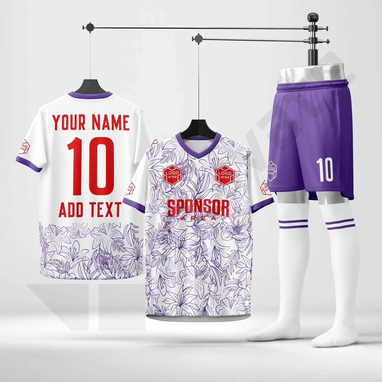 Custom football kit design template WJF1028, ready for your logo, team name and sponsor