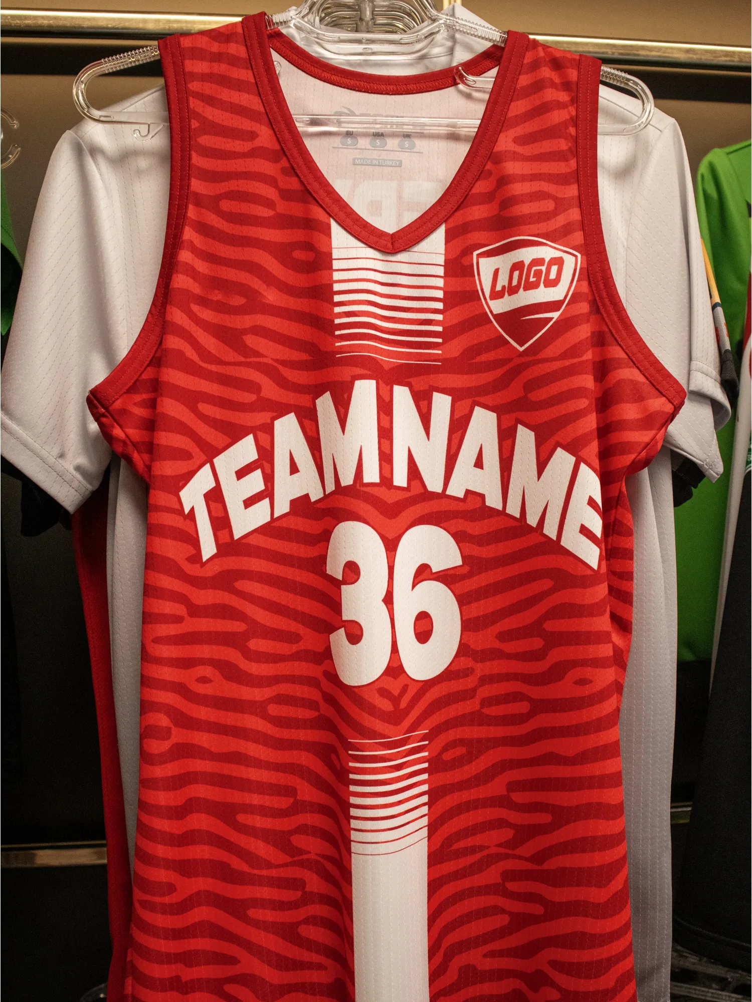 White-label basketball jersey and shorts set produced under a private label
