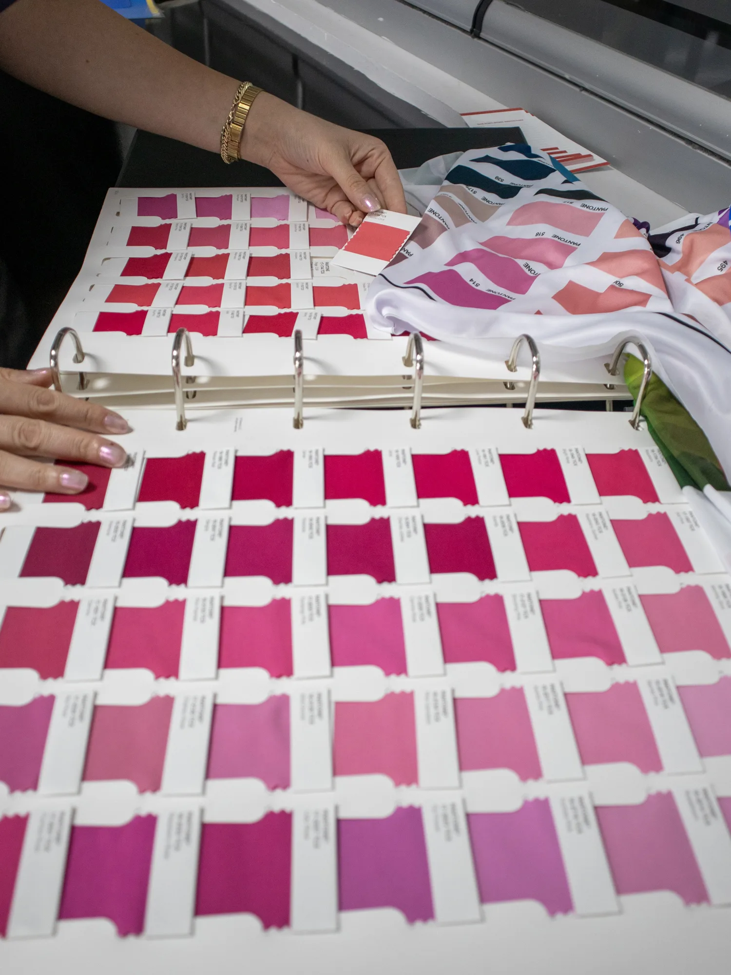 Free Design & Fabric Selection stage of white-label sportswear production at the Wolvate factory